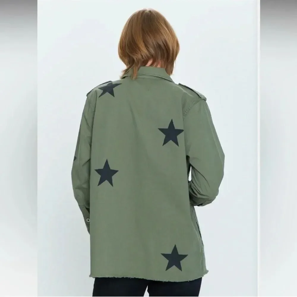 Pistola Camilo Jacket Womens Small Green Military Army Star Print Royal Honor